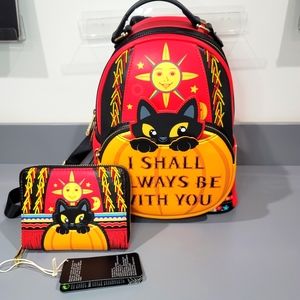 Hocus Pocus Loungefly Backpack & Wallet Thackery Binx Black Cat
